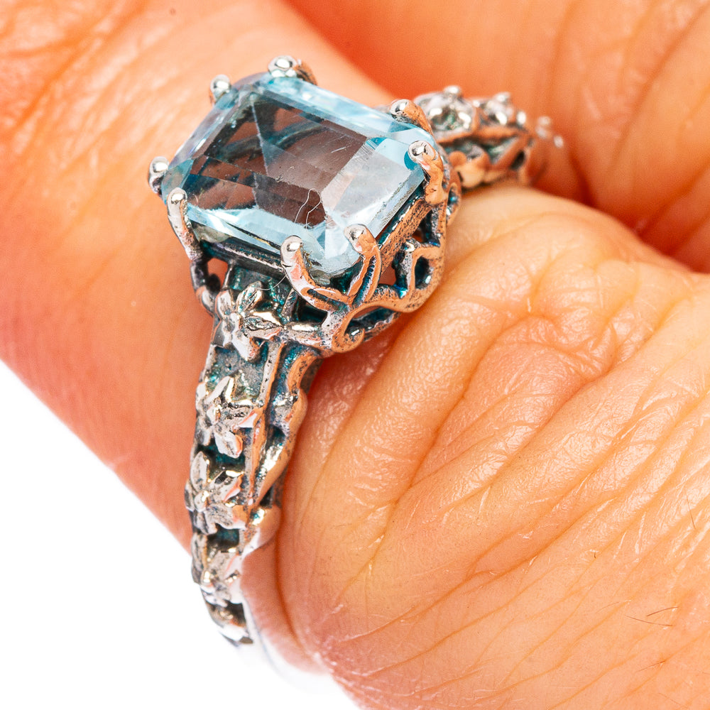 Blue Topaz Ring Size 6.75 (925 Sterling Silver) R2398