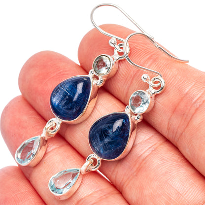 Kyanite, Blue Topaz Earrings 1 7/8" (925 Sterling Silver) E1869