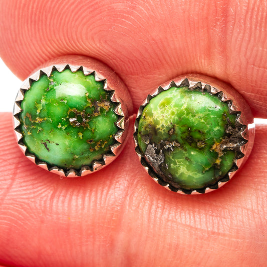 Sonoran Gold Turquoise Earrings 3/8" (.925 Sterling Silver)