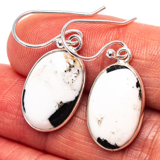 Oval white turquoise cabochon earrings with .925 sterling silver hooks