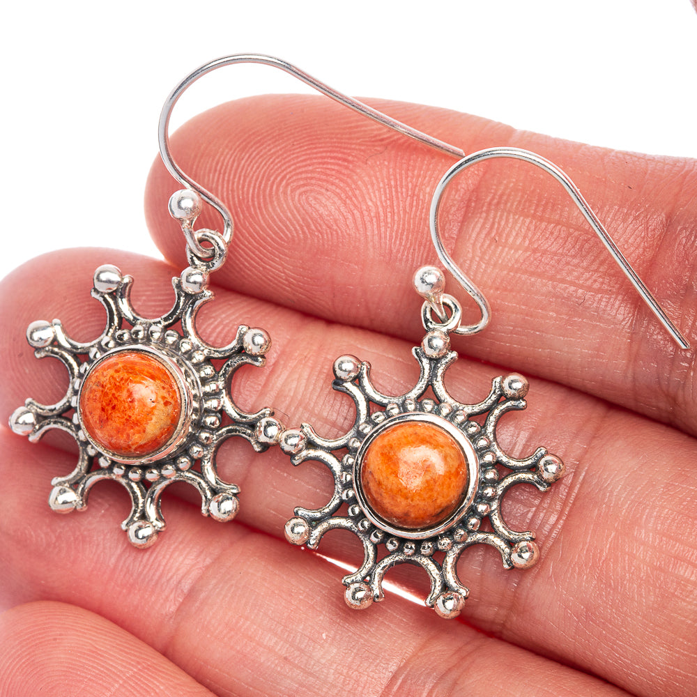 Sponge Coral Snowflake Earrings 1 3/8" (925 Sterling Silver) E1071