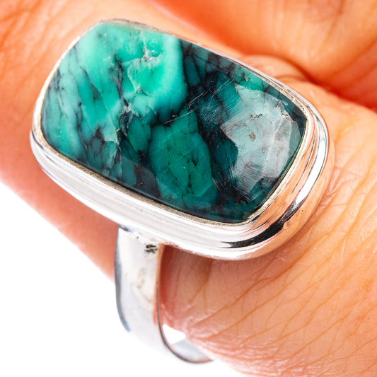 Sterling silver ring, size 8.75, oval turquoise variscite cabochon bezel