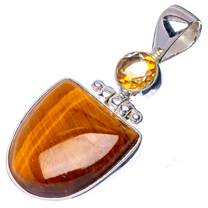 Tiger Eye, Citrine Pendant 1 3/8" (925 Sterling Silver) P41041