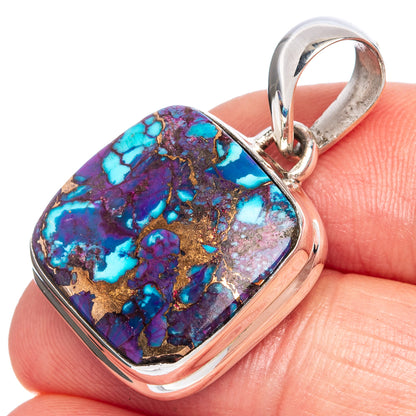 Purple Copper Turquoise Pendant 1 1/4" (925 Sterling Silver) P40400