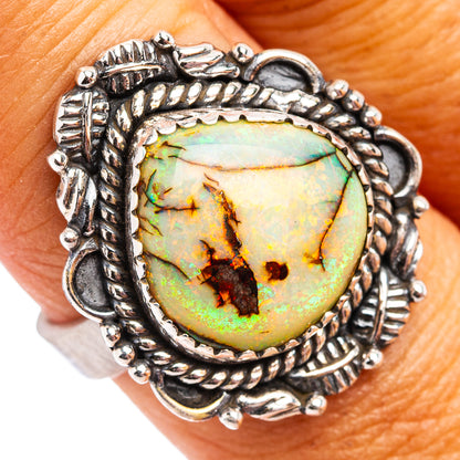 Exclusive Native Style Sterling Opal Ring Size 8 Adjustable (.925 Sterling Silver)
