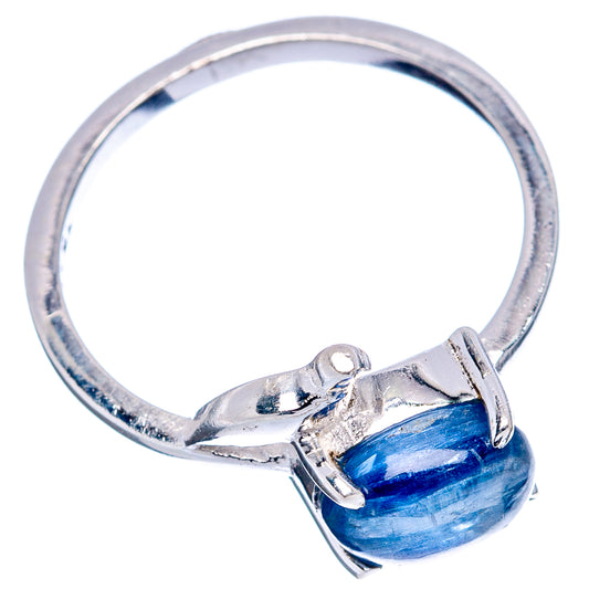 Sterling silver dainty bird ring with oval blue gemstone centerpiece