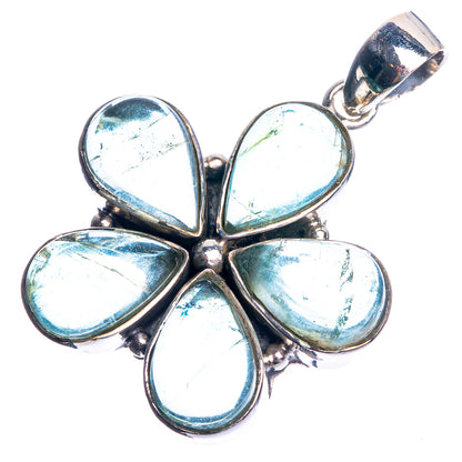 Blue Fluorite 925 Sterling Silver Pendant 1 1/2"