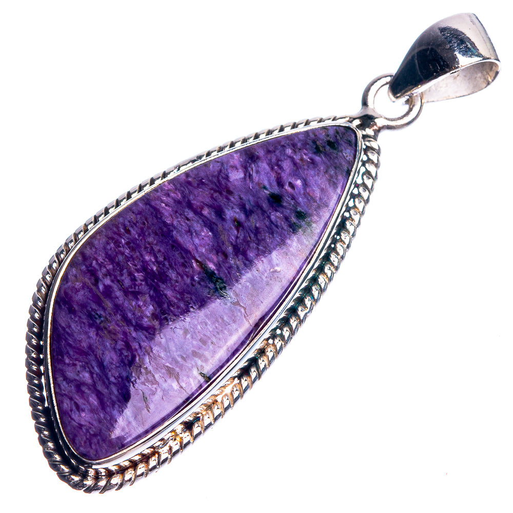 Charoite 925 Sterling Silver Pendant 1 7/8"