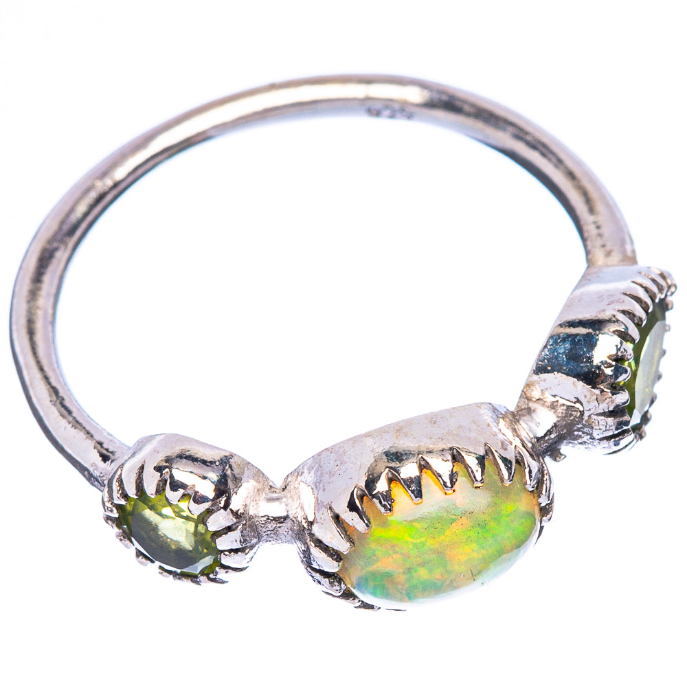 Rare Ethiopian Opal, Peridot Ring Size 7 (925 Sterling Silver) R146770