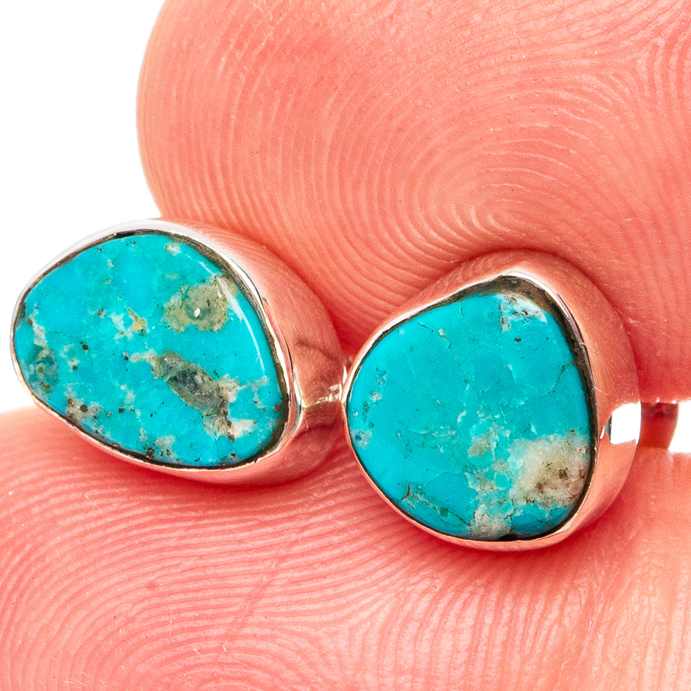 Rare Kingman Turquoise Earrings 3/8" (.925 Sterling Silver)