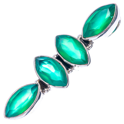 Green onyx pendant with four marquise stones bezel-set in 925 sterling silver