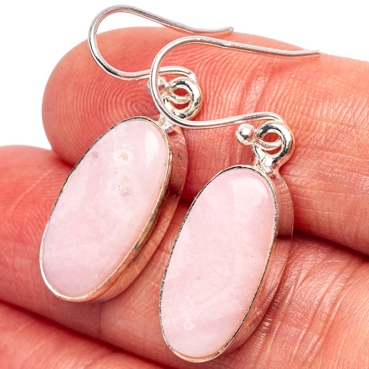 Pink opal drop earrings with oval pink cabochons in .925 sterling silver