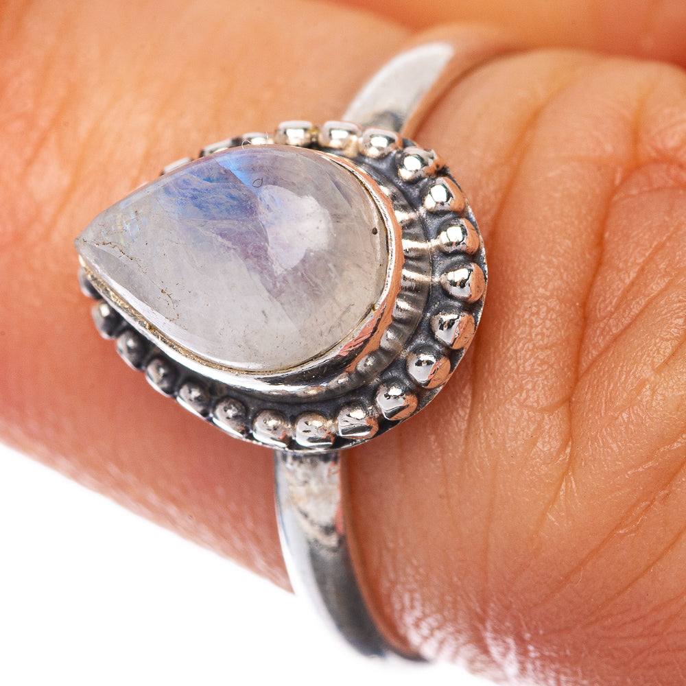 Rainbow Moonstone Dainty Ring Size 6.25 (925 Sterling Silver) R145193