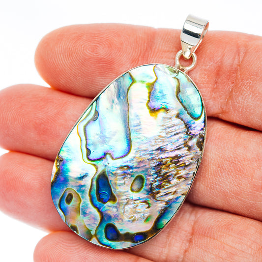 Premium Abalone Shell Pendant 2 1/8" (.925 Sterling Silver)