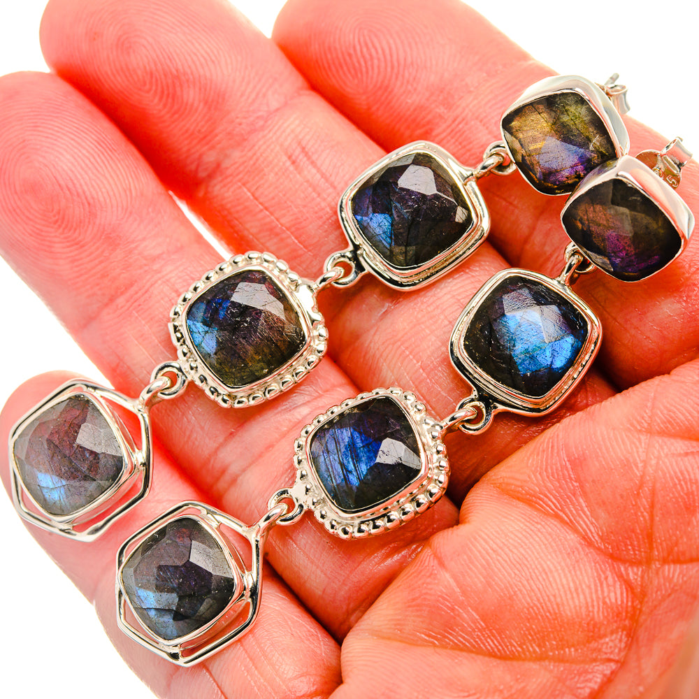 Signature Labradorite 925 Sterling Silver Earrings 2 3/4" (925 Sterling Silver) EARR431967