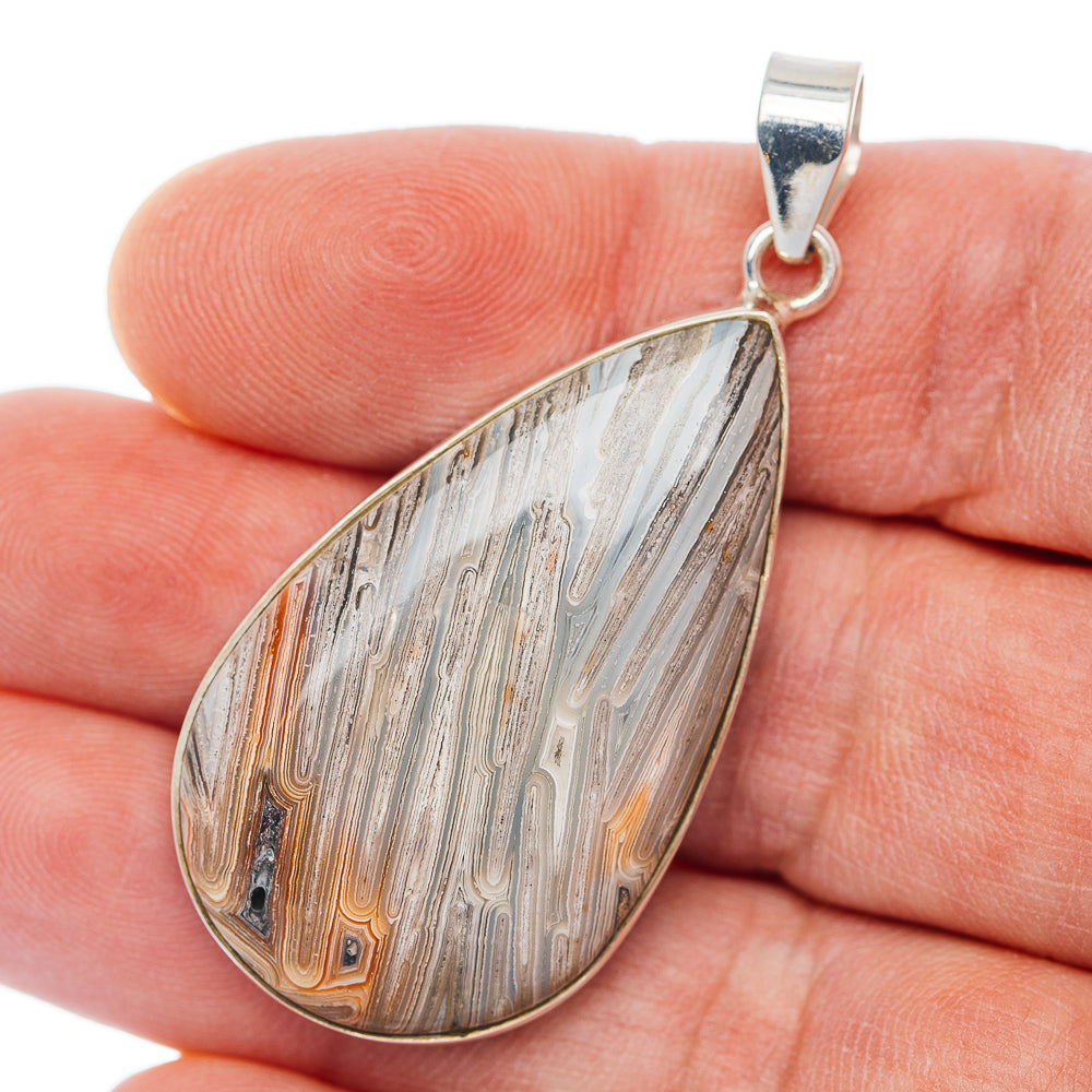 Premium Mexican Lattice Agate Pendant 2" (.925 Sterling Silver)