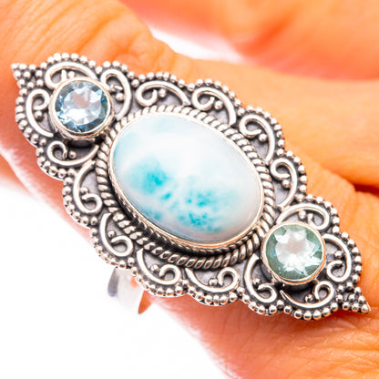 Large Larimar, Blue Topaz Ring Size 10.75 (925 Sterling Silver) R141650