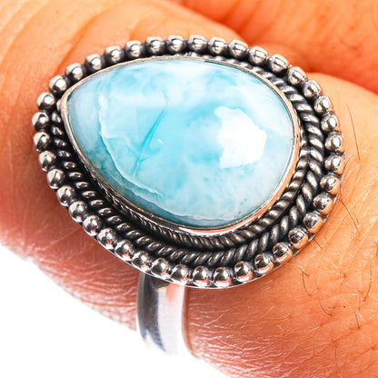 Larimar 925 Sterling Silver Ring Size 8