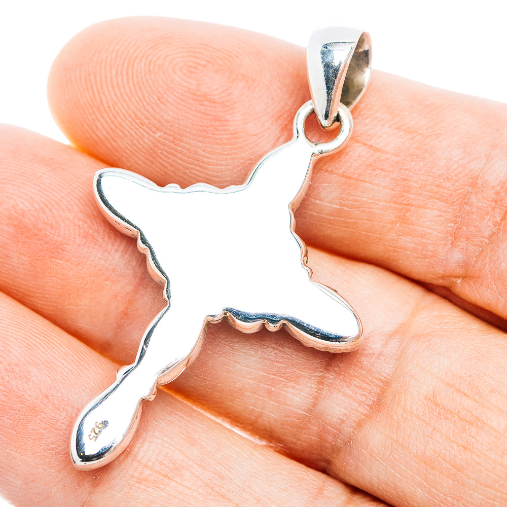 Southwestern Style Cotton Candy Turquoise Cross Pendant 1 7/8" (.925 Sterling Silver)