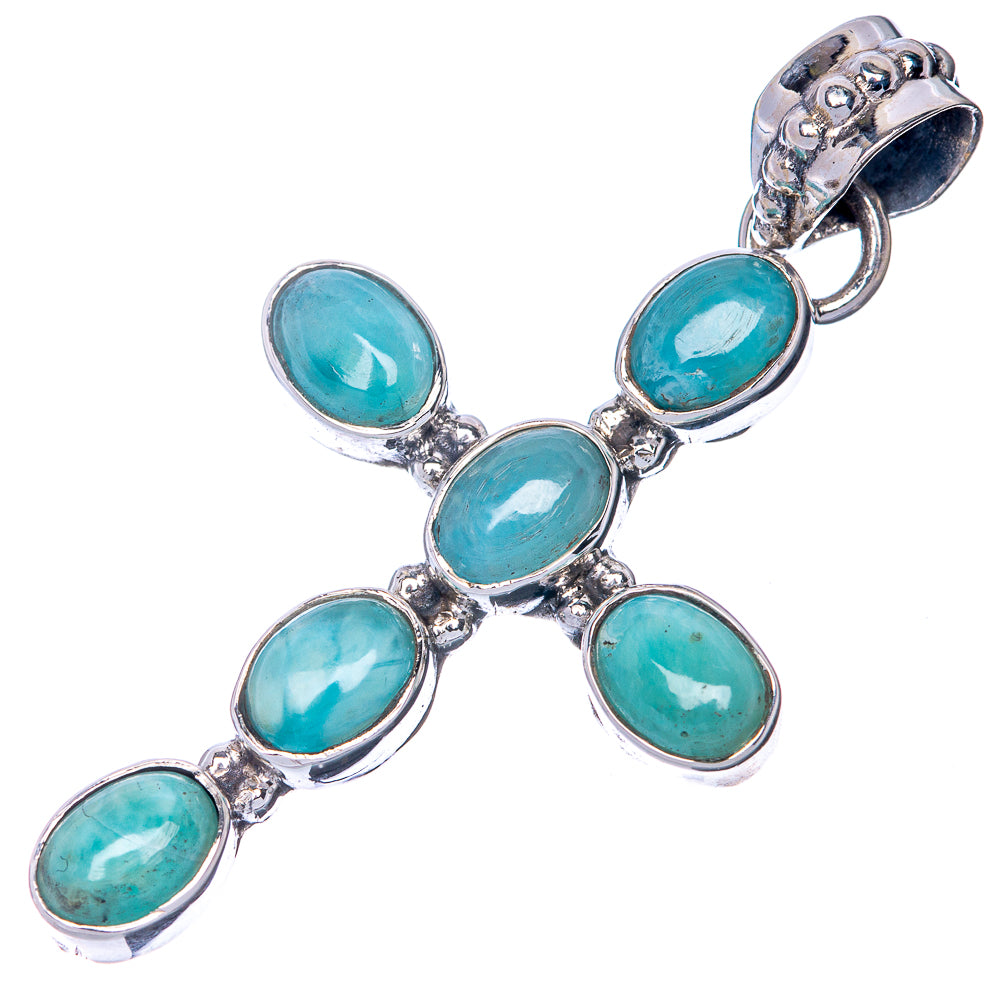Larimar Cross Pendant 1 7/8" (925 Sterling Silver) P40772