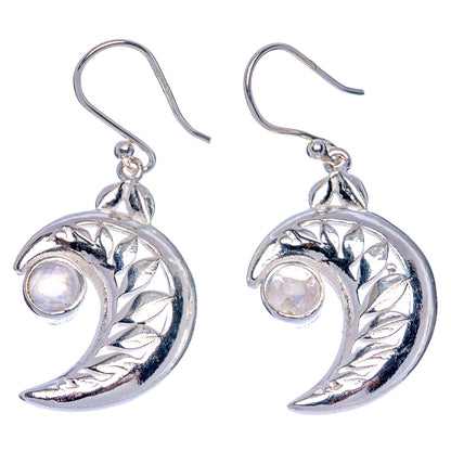 Rainbow Moonstone Moon Earrings 1 5/8" (925 Sterling Silver) E433379