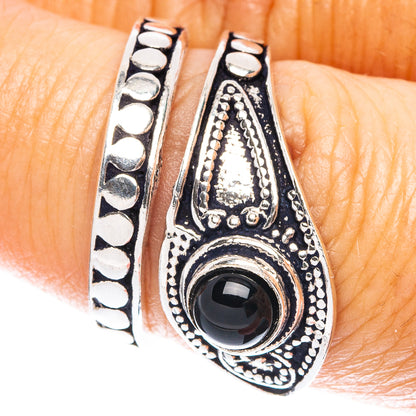 Black Onyx Dainty Ring Size 6 Adjustable (925 Sterling Silver) R5230