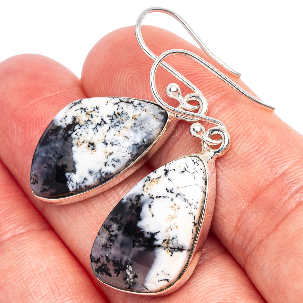 Dendritic Opal Earrings 1 1/2" (925 Sterling Silver) E1858