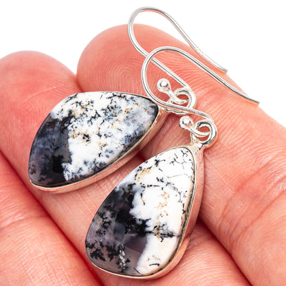 Dendritic Opal Earrings 1 1/2" (925 Sterling Silver) E1858