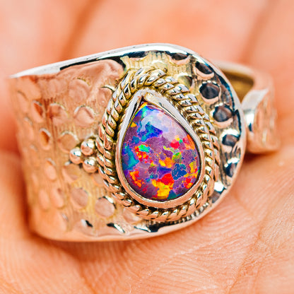 Synthetic Opal Ring Size 7 Adjustable (.925 Sterling Silver)