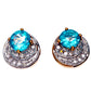 10k Gold Blue Topaz Earrings 3/8" (925 Sterling Silver) E433163