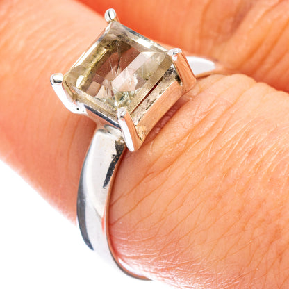 Faceted Green Amethyst Ring Size 8.25 (.925 Sterling Silver)