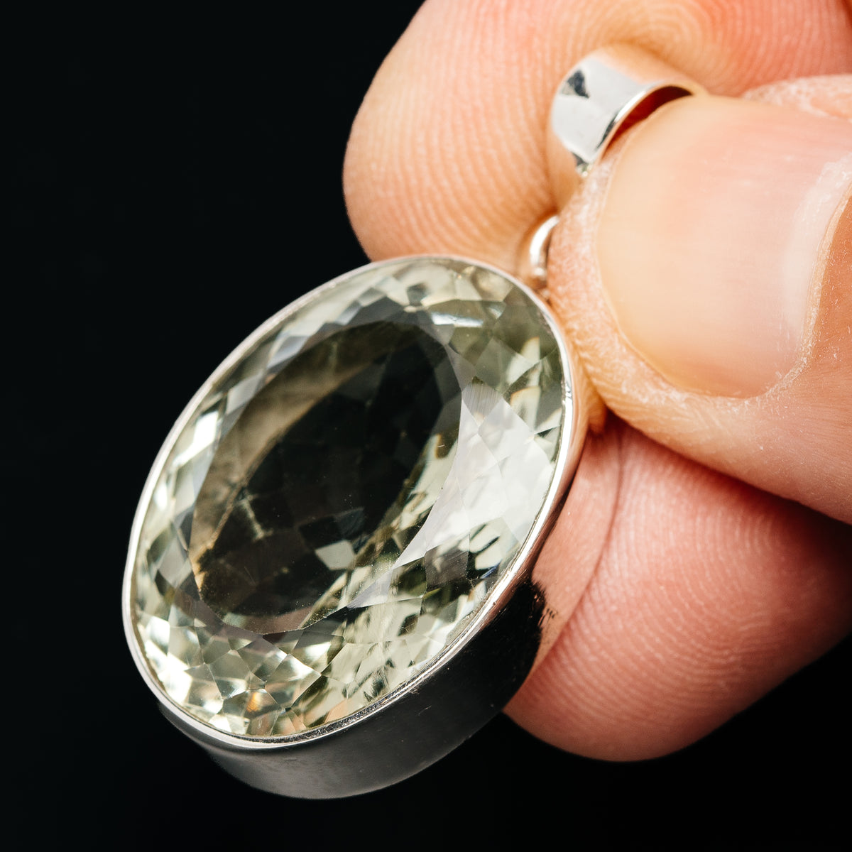 Premium 25ct  Faceted Prasiolite Pendant 1 3/8" (.925 Sterling Silver)