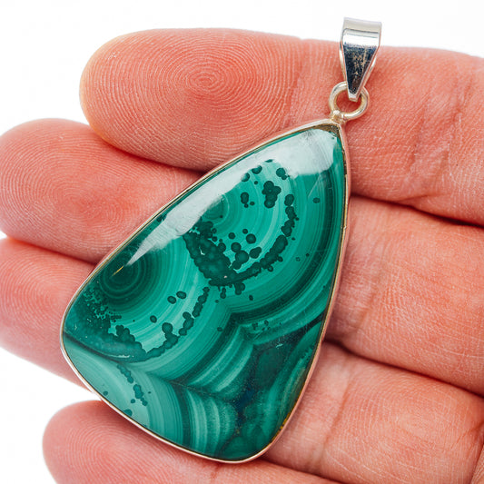 Premium Malachite Pendant 2 1/8" (.925 Sterling Silver)