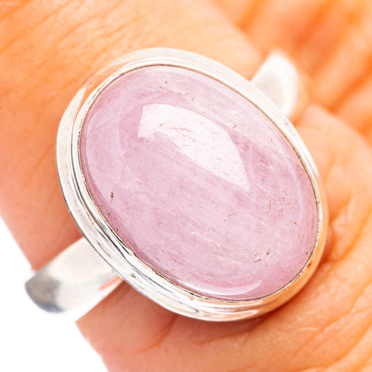 Size 6.25 Kunzite ring with oval pink gemstone in .925 sterling silver setting