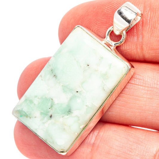 Rectangular variscite pendant in .925 sterling silver bezel with round bail