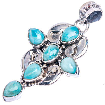 Larimar Cross Pendant 1 7/8" (925 Sterling Silver) P41788
