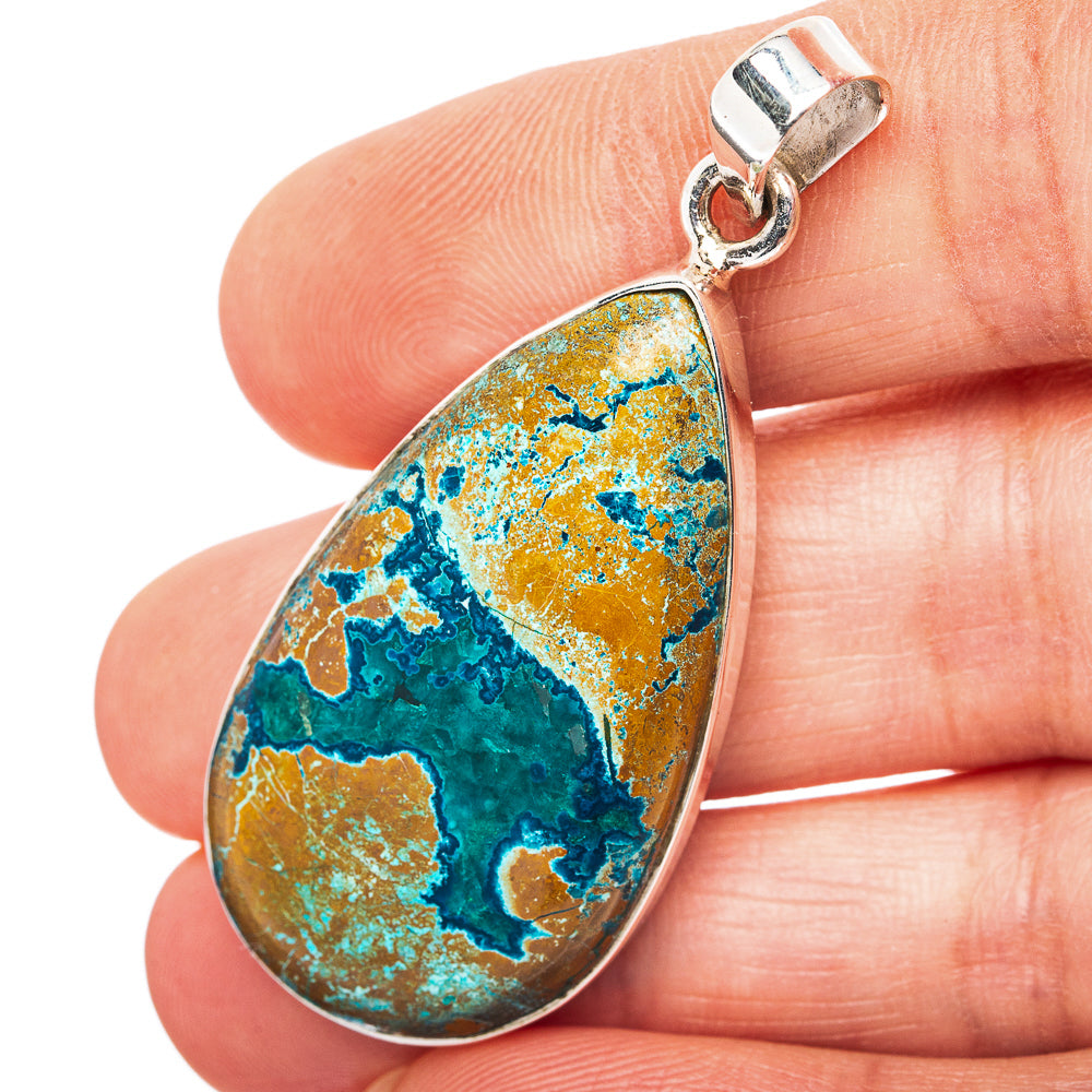 Chrysocolla Pendant 1 7/8" (.925 Sterling Silver)