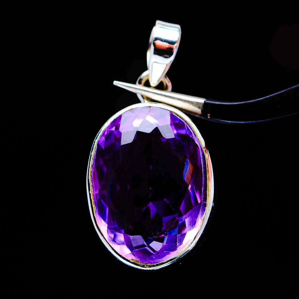 13.91ct Premium Faceted Amethyst Pendant 1" (.925 Sterling Silver)