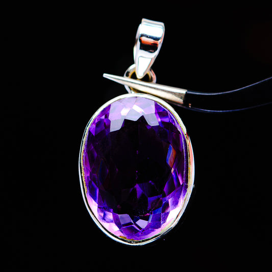 13.91ct Premium Faceted Amethyst Pendant 1" (.925 Sterling Silver)
