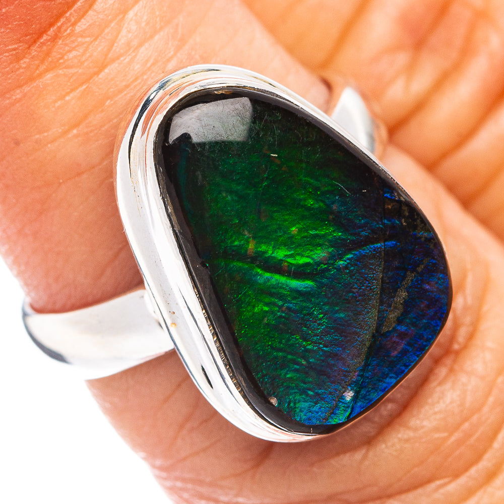 Premium Ammolite Ring Size 6 (.925 Sterling Silver)