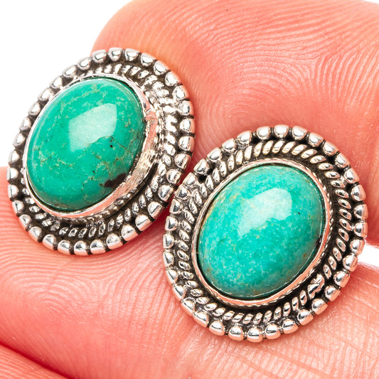 Tibetan Turquoise Earrings 5/8" (925 Sterling Silver) E1549