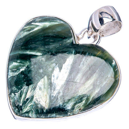 Seraphinite Heart Pendant 1 1/4" (925 Sterling Silver) P42069