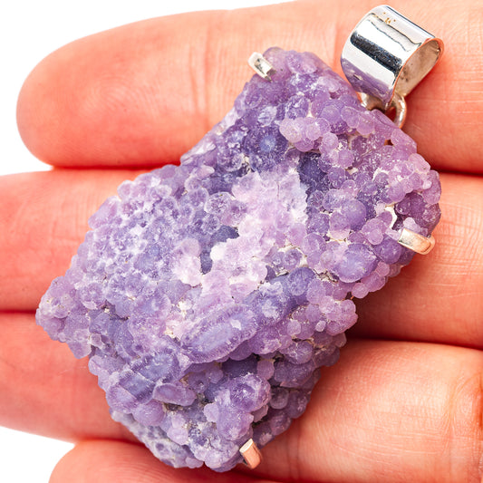 Purple druzy agate pendant with .925 sterling silver bail, purple stone cluster
