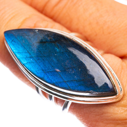 Huge Labradorite, Citrine, Peridot 925 Sterling Silver Ring Size 8.5