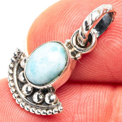 Larimar Dainty Pendant 7/8" (.925 Sterling Silver)