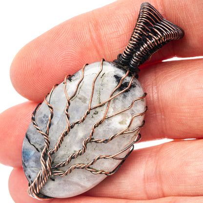Rainbow Moonstone Tree of Life 2" (Oxidized Copper)