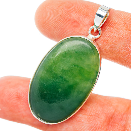 Premium Nephrite Jade Pendant 1 1/2" (.925 Sterling Silver)