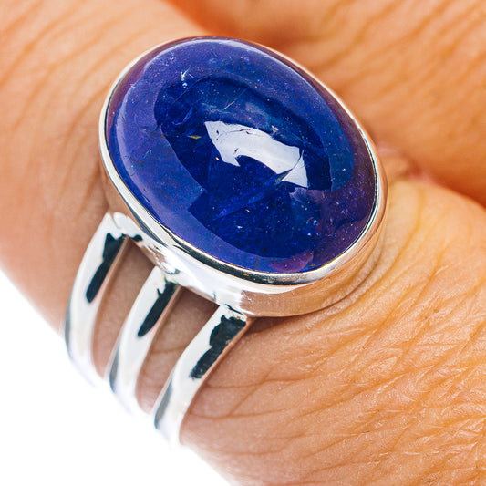 Tanzanite oval gemstone ring, .925 sterling silver, size 8.75, blue-purple stone