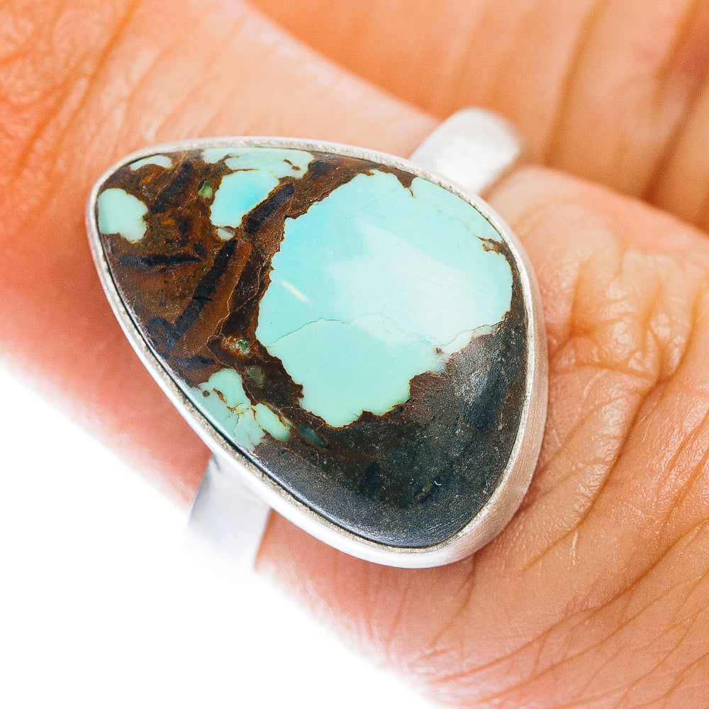 Number 8 Mine Turquoise Ring Size 6 (.925 Sterling Silver)