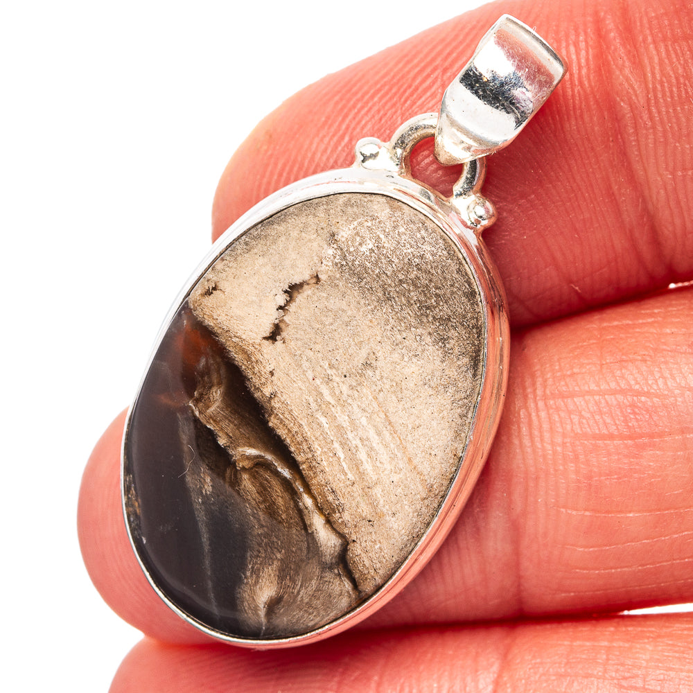 Petrified Palm Root Pendant 1 3/8" (.925 Sterling Silver)